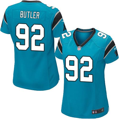 Nike Panthers #92 Vernon Butler Blue Alternate Women's Stitched NFL Elite Jersey